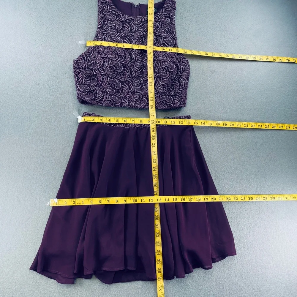 Windsor Women Two Piece Dress Lace Chiffon 11 Purple Homecoming Prom Skater